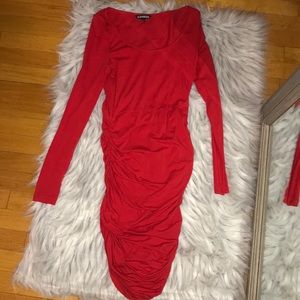 Red express gathered dress